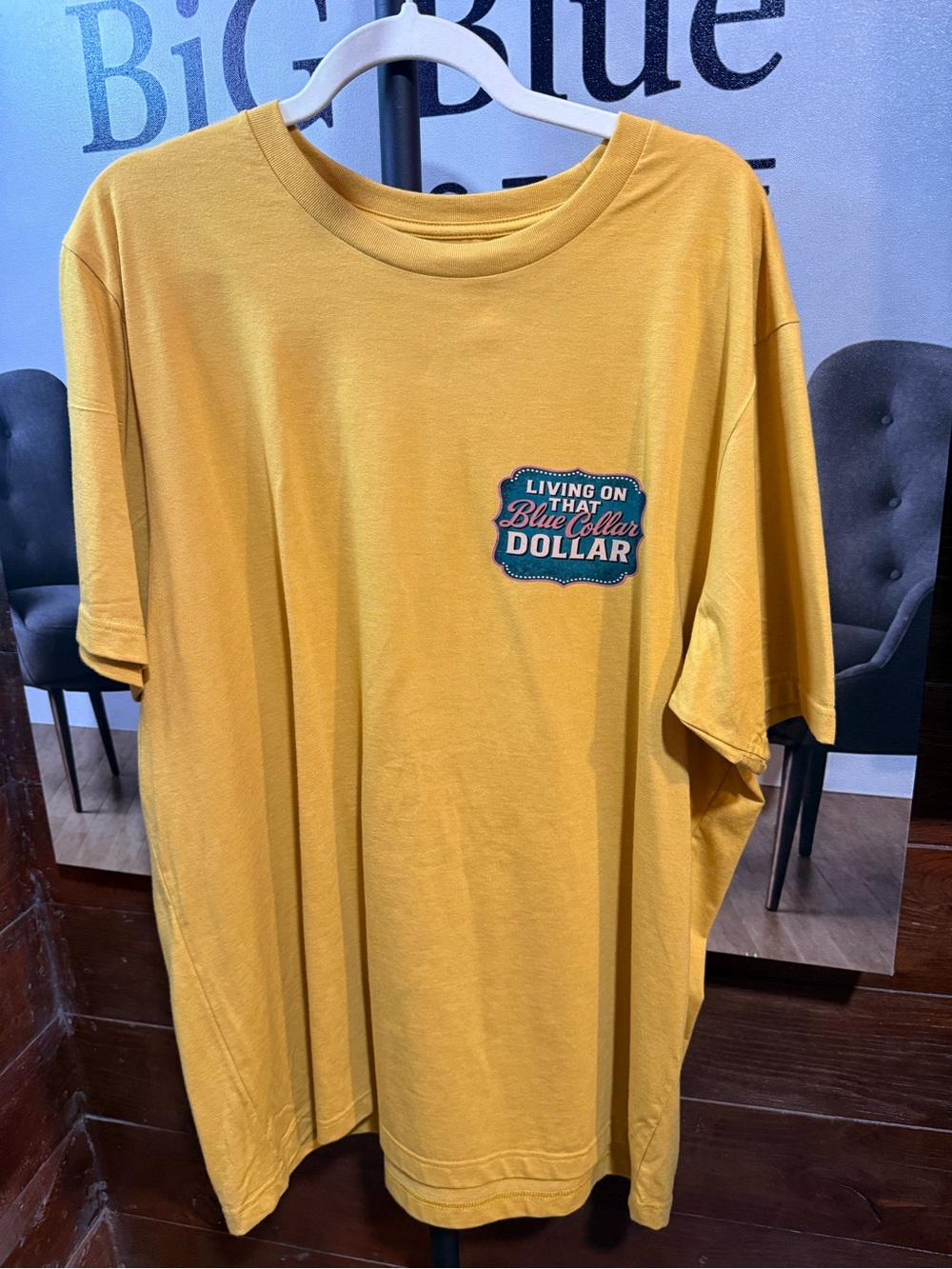 Living On That Blue Collar Dollar Graphic Tee - Yellow